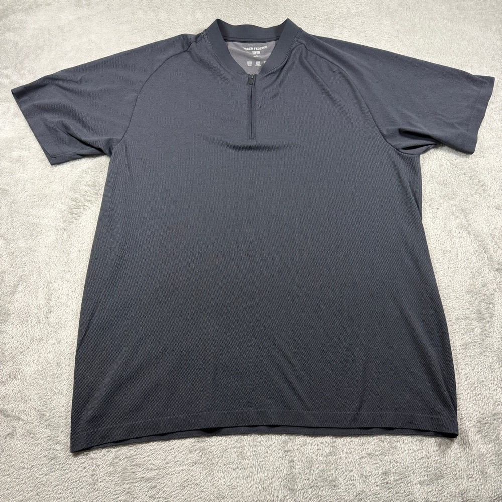 Roger Federer Polo Shirt Men Extra Large Gray 1/4 Zip Blade Collar Tennis Uniqlo